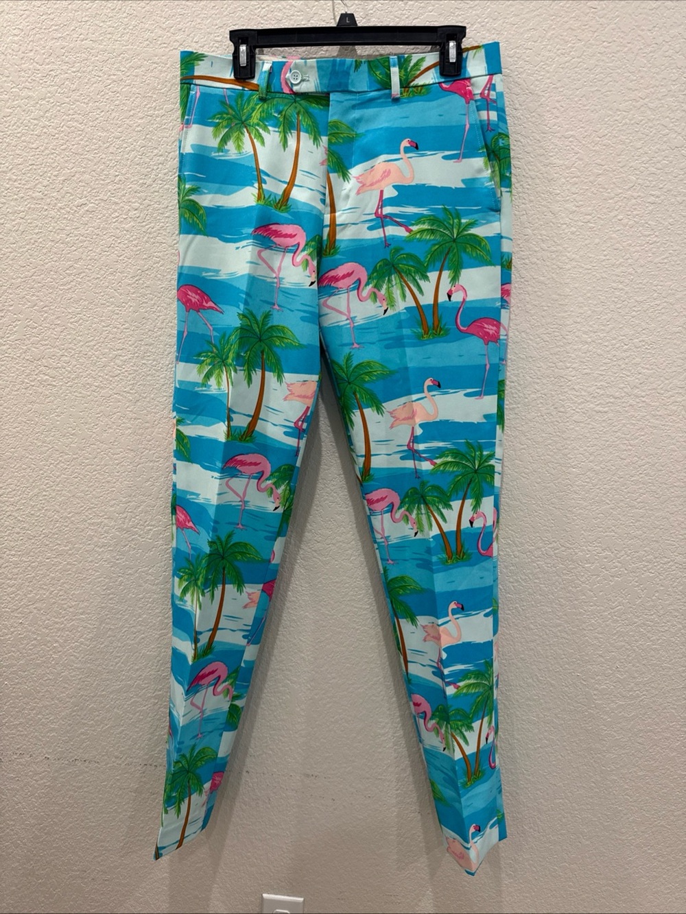 OppoSuits Flamingo Tropical Beach Suit Pants Mens US 38 Blue Pink Novelty EU48